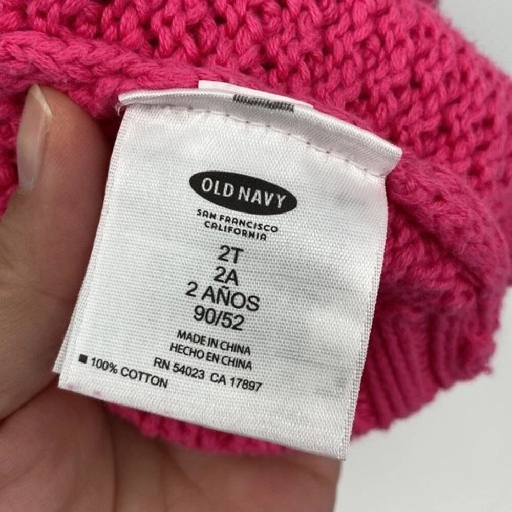 Old Navy 2T girls Cable Knit Swing Cardigan Pink Three button Sweater Open